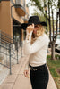 Button Sleeve Elegance Turtleneck Sweater In Ivory