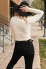 Button Sleeve Elegance Turtleneck Sweater In Ivory