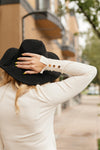Button Sleeve Elegance Turtleneck Sweater In Ivory
