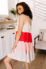 Color Block Ruffles Midi Dress In Pink