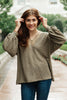 Chloe Lace & Drape Sweater in Olive