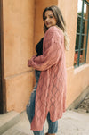 Choose Me Chunky Cardigan in Rose