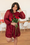 Mia Sequin Dress in Wine