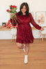 Mia Sequin Dress in Wine