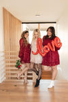 Mia Sequin Dress in Wine