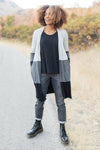 Clarissa Striped Cardigan in Black