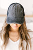 Criss Cross Ponytail Baseball Cap in Black