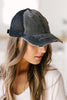 Criss Cross Ponytail Baseball Cap in Black