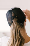 Criss Cross Ponytail Baseball Cap in Black