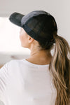 Criss Cross Ponytail Baseball Cap in Black