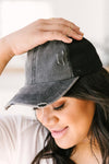Criss Cross Ponytail Baseball Cap in Black