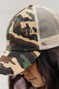 Criss Cross Ponytail Baseball Cap in Camo