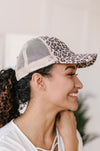 Criss Cross Ponytail Baseball Cap in Cheetah