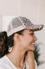 Criss Cross Ponytail Baseball Cap in Cheetah