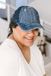 Criss Cross Ponytail Baseball Cap in Denim