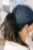 Criss Cross Ponytail Baseball Cap in Denim