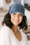 Criss Cross Ponytail Baseball Cap in Denim