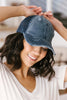 Criss Cross Ponytail Baseball Cap in Denim