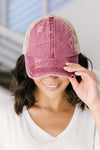 Criss Cross Ponytail Baseball Cap in Red