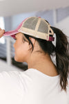 Criss Cross Ponytail Baseball Cap in Red