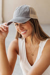 Criss Cross Ponytail Baseball Cap in Slate