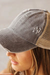 Criss Cross Ponytail Baseball Cap in Slate