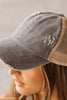 Criss Cross Ponytail Baseball Cap in Slate