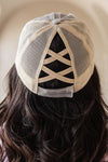 Criss Cross Ponytail Baseball Cap in Slate