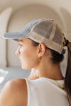 Criss Cross Ponytail Baseball Cap in Slate