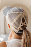 Criss Cross Ponytail Baseball Cap in Slate