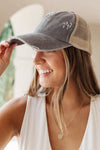 Criss Cross Ponytail Baseball Cap in Slate