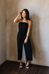 Cropped Tube Top Jumpsuit In Black
