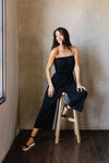 Cropped Tube Top Jumpsuit In Black