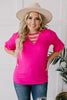 Crossing Wires Top in Fuchsia