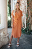 Crossover Midi Dress in Rust