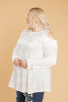 Crushing It Cold Shoulder Blouse In Pearl