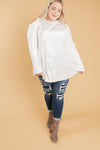 Crushing It Cold Shoulder Blouse In Pearl