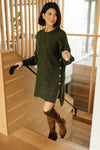 Diamond Details Sweater Dress in Olive