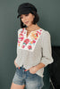 Embroidery and Dots Blouse in Ivory