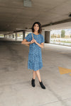 Fall Fancy Tiered Dress In Blue Dawn