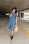 Fall Fancy Tiered Dress In Blue Dawn