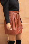 Faux But Fabulous Leather Skirt In Brick