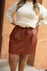 Faux But Fabulous Leather Skirt In Brick