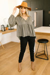 Forever Blooming Babydoll Top in Olive