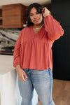 Forever Blooming Babydoll Top in Rust