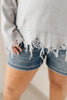 Frayed Edges Hoodie in Grey