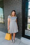 Gray Day Ruffled Yoke Dress