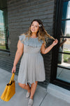 Gray Day Ruffled Yoke Dress