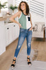 Half & Half Color Block Top In Harbor Mist