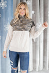 Half Camo Pullover in Oatmeal